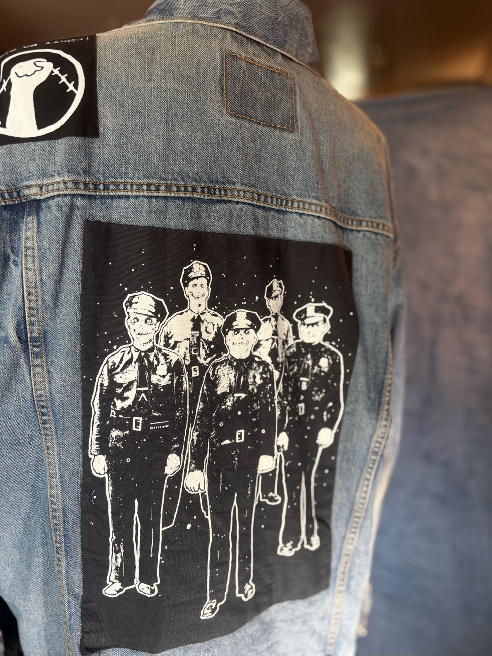 Levi’s Denim Trucker Jacket Howard Zinn Punk Protest Patches Anti-War Art